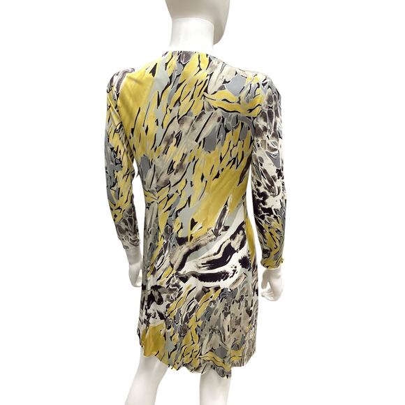 Emilio Pucci Dress Women’s Size S 100% Silk Pleated Accents Gray White Yellow - Picture 4 of 5